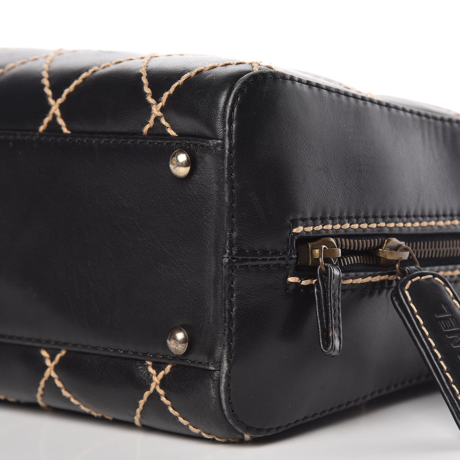 Chanel Calfskin Wild Stitch Top Handle Bag Black 9 of 16