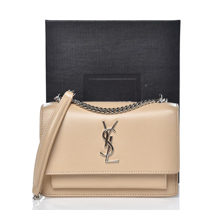 Saint Laurent Calfskin Monogram Sunset Chain Wallet Nude Powder 7 of 7