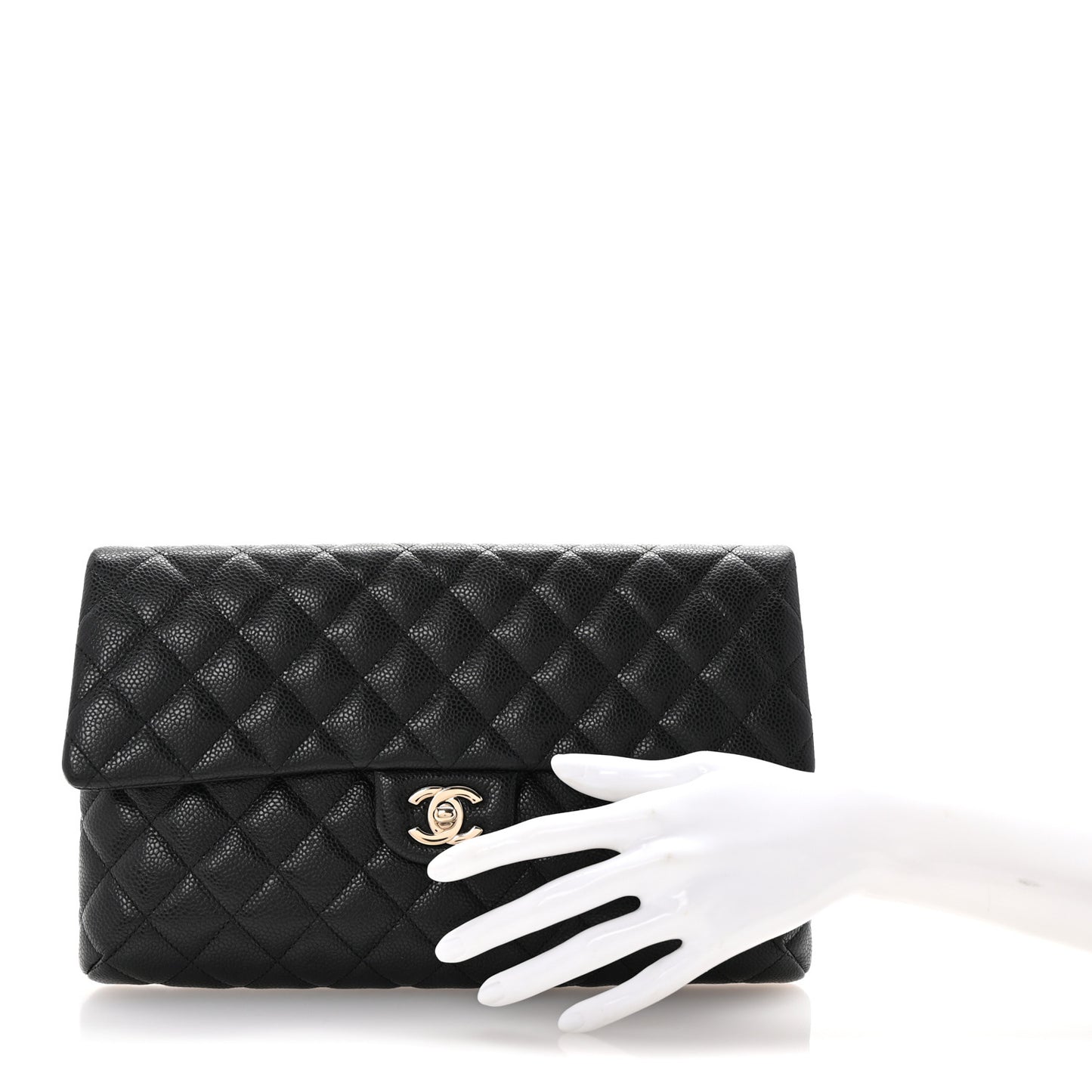 Caviar Quilted Flap Clutch Black