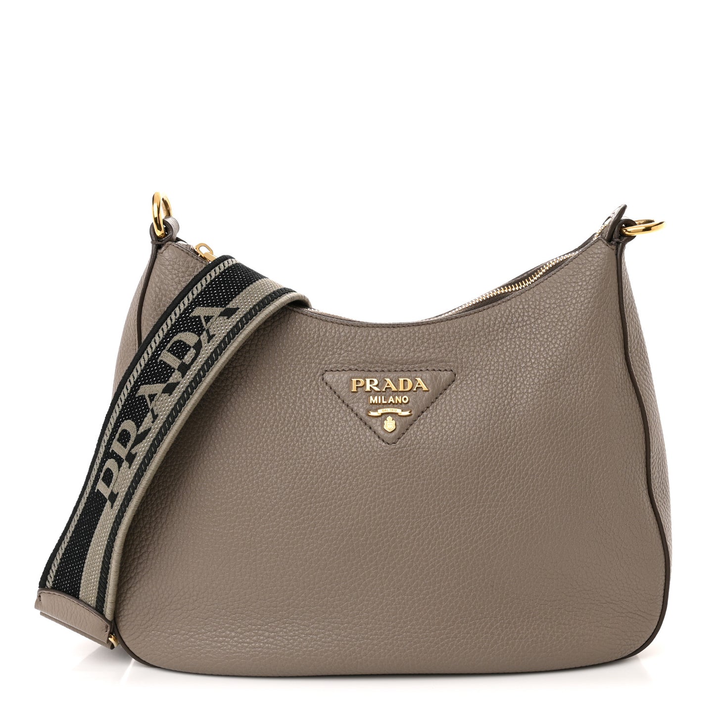 Vitello Daino Soft Large Zippered Messenger Hobo Argilla