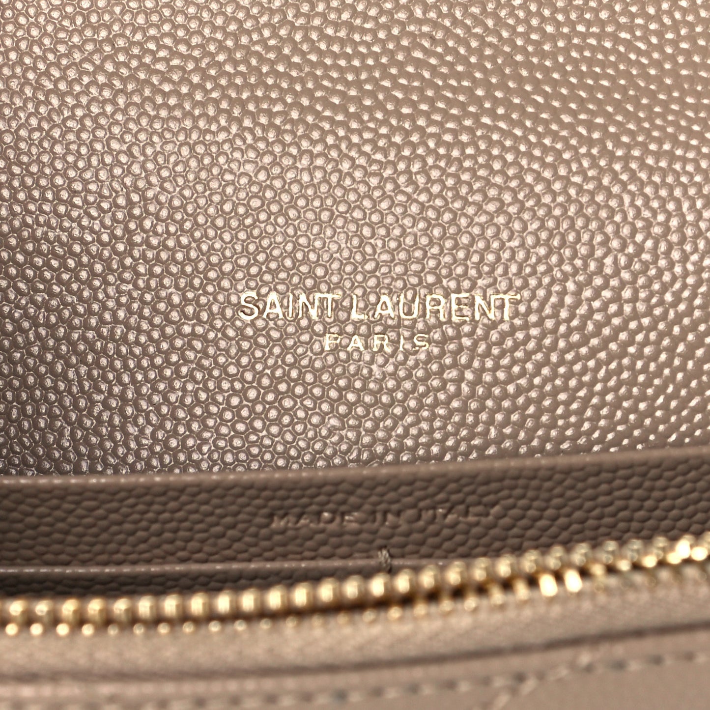 Grain De Poudre Matelasse Chevron Monogram Envelope Chain Wallet Deep Beige