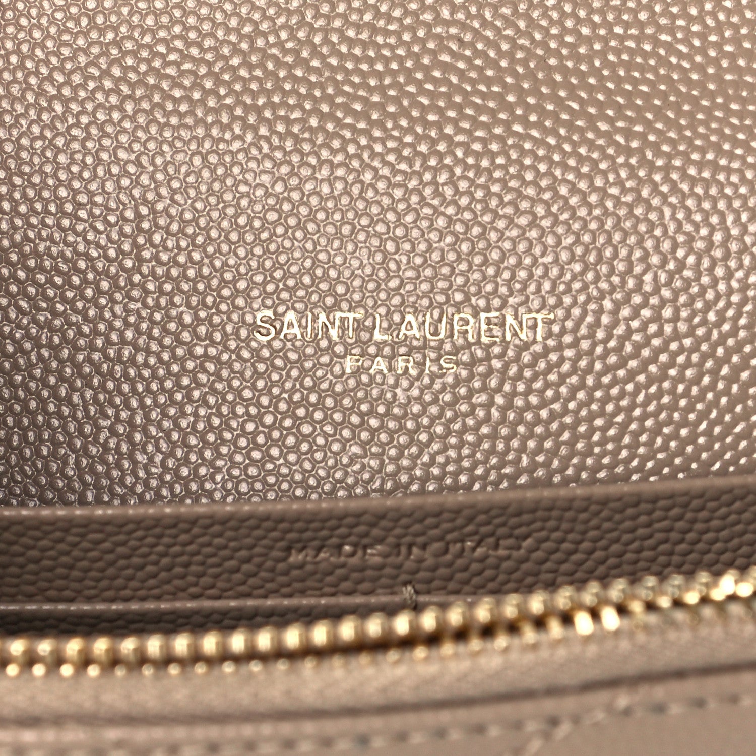 Saint Laurent Grain De Poudre Matelasse Chevron Monogram Envelope Chain Wallet Deep Beige 5 of 9