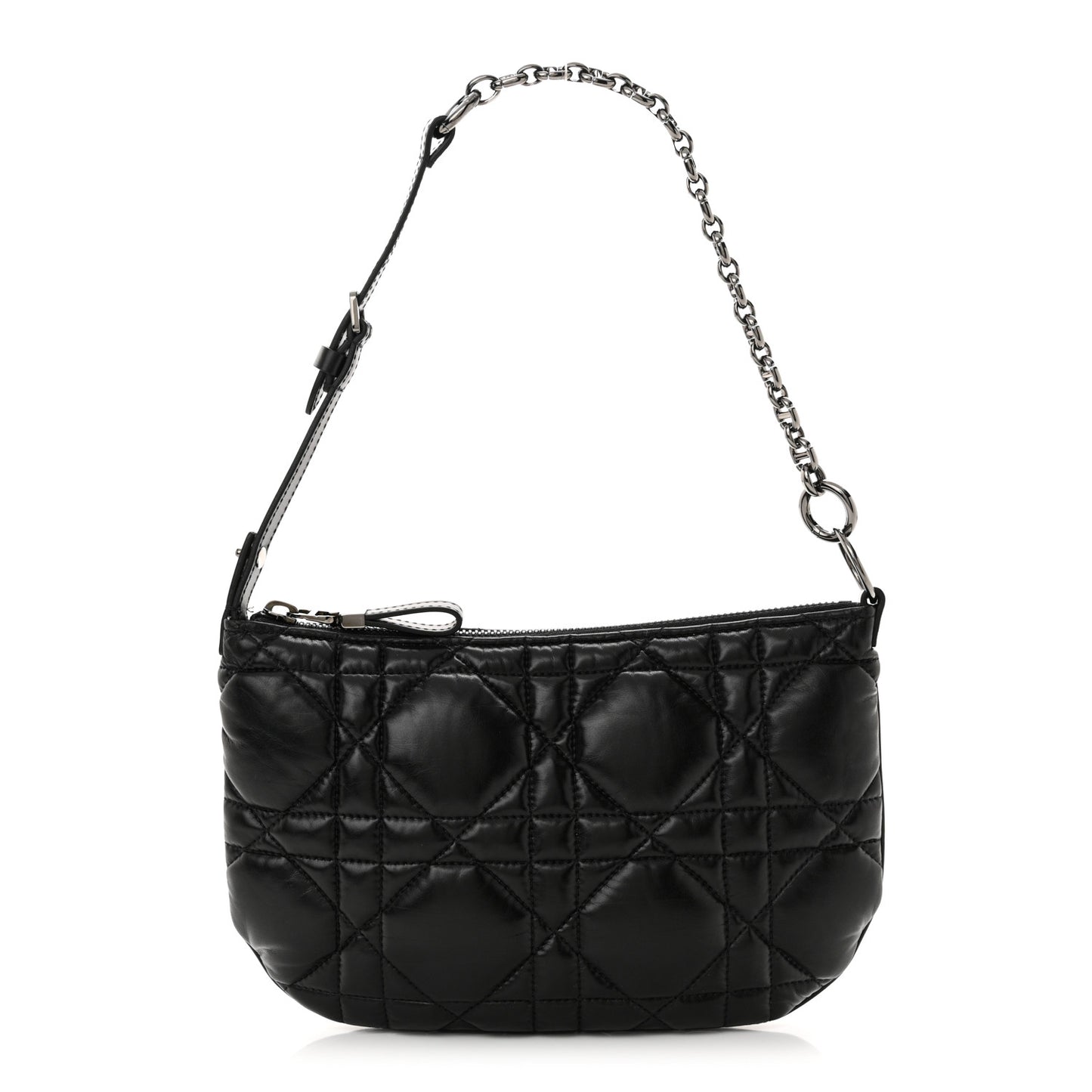 Calfskin Macrocannage Mini Dior Caro Tulip Bag Black