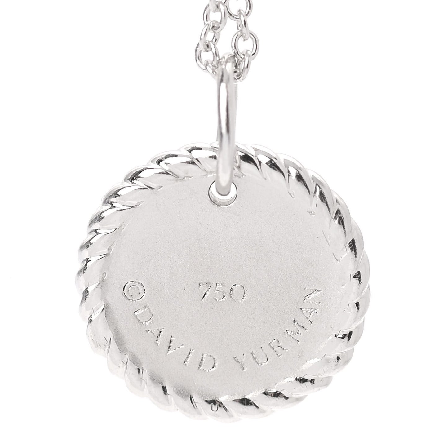 18K White Gold Diamond Cable Collectibles Pave Charm Pendant Necklace