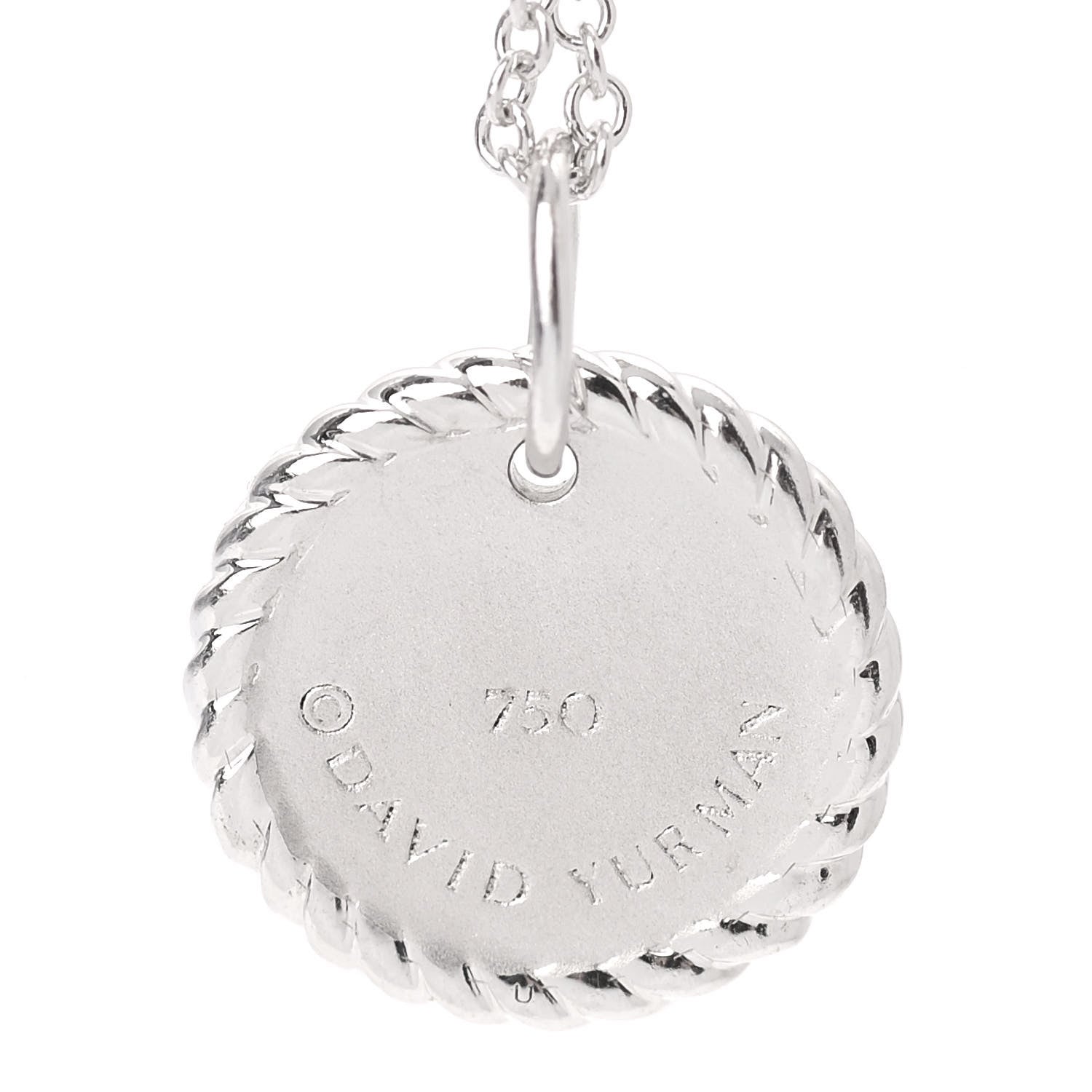 David Yurman 18K White Gold Diamond Cable Collectibles Pave Charm Pendant Necklace 4 of 7