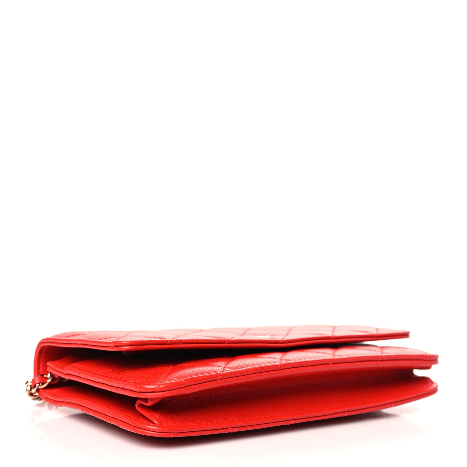 Chanel Lambskin Quilted Wallet On Chain WOC Light Red 4 of 9