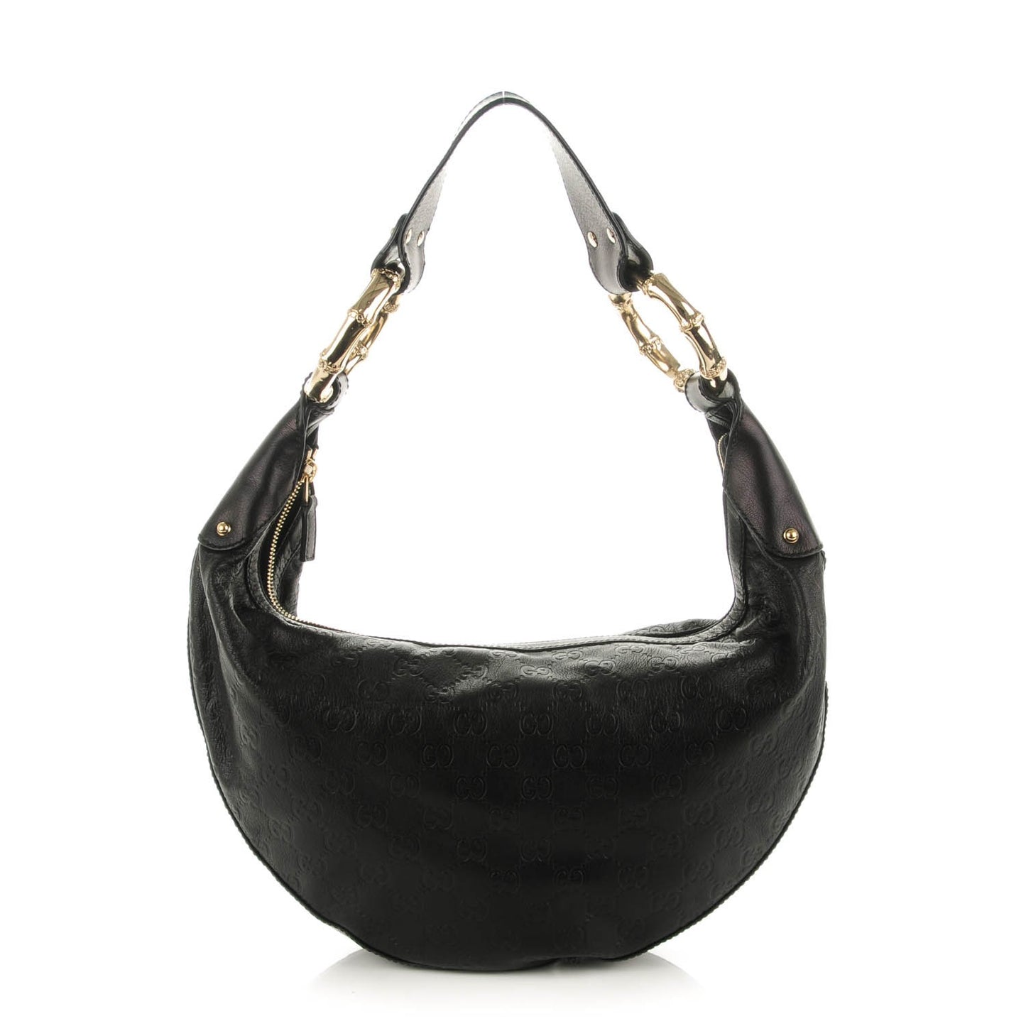 Guccissima Half Moon Bamboo Ring Hobo Black