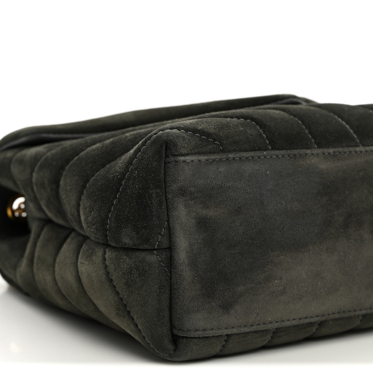 Saint Laurent Suede Calfskin Y Quilted Monogram Small Loulou Chain Satchel Storm 9 of 10