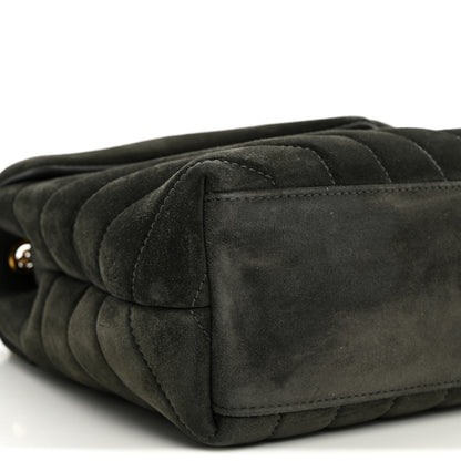 Saint Laurent Suede Calfskin Y Quilted Monogram Small Loulou Chain Satchel Storm 9 of 10