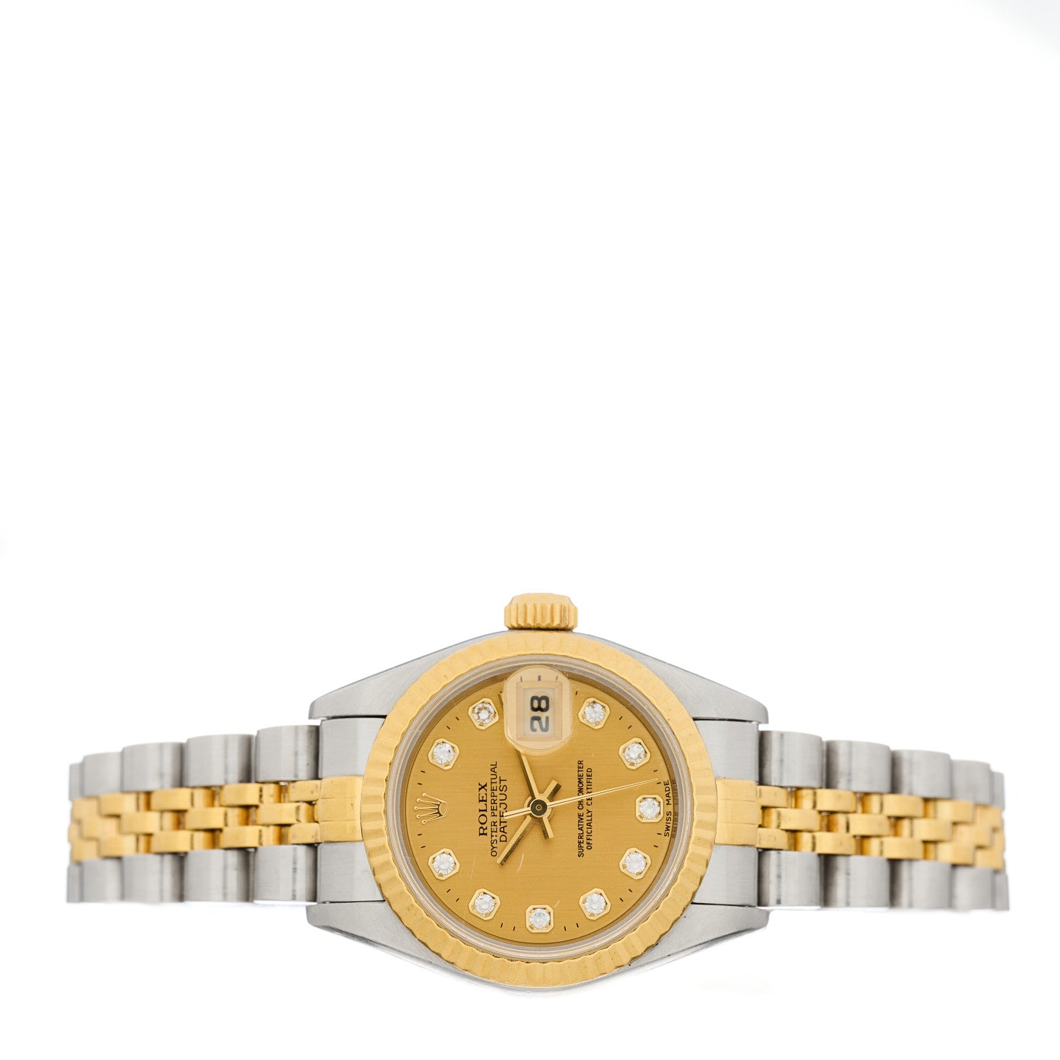 Rolex Stainless Steel 18K Yellow Gold Diamond 26mm Oyster Perpetual Datejust Watch Champagne 69173 2 of 4