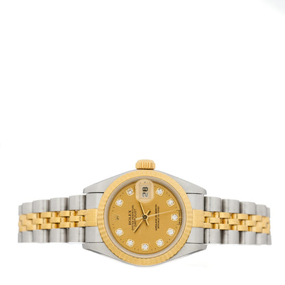 Rolex Stainless Steel 18K Yellow Gold Diamond 26mm Oyster Perpetual Datejust Watch Champagne 69173 2 of 4