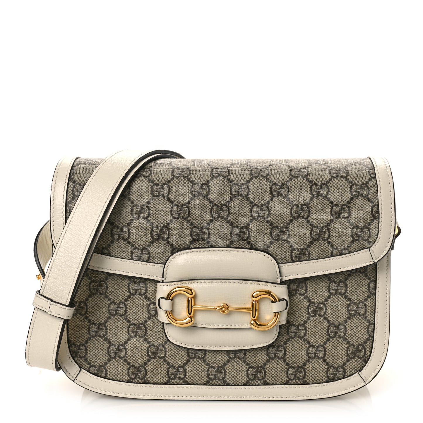 GG Supreme Monogram Horsebit 1955 Shoulder Bag Beige Mystic White
