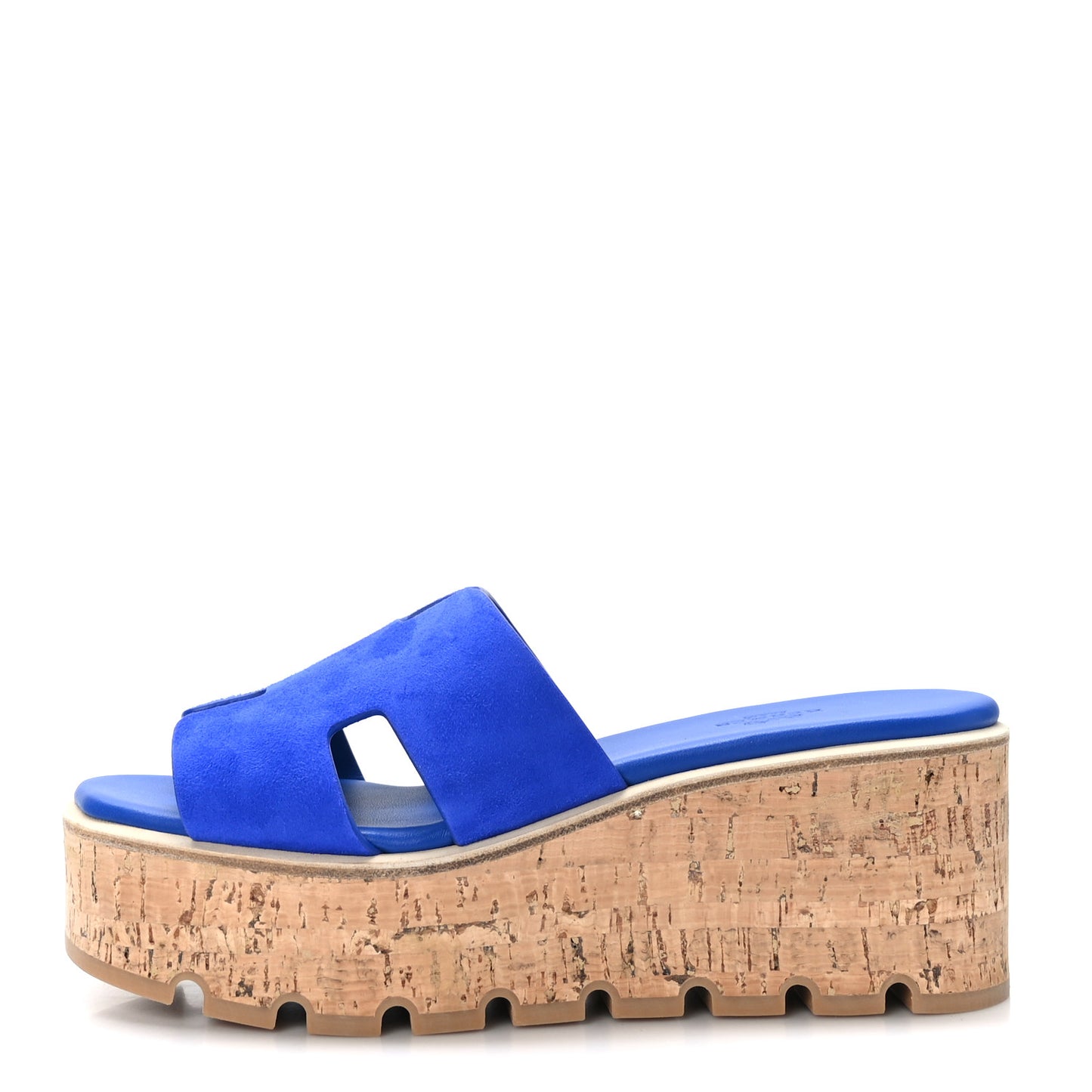 Suede Goatskin Cork Eze 30 Sandals 39 Bleu Ocean