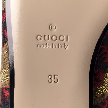 Gucci Jacquard Malaga Kid Wood Flower Womens Princetown Slippers 35 Black Camel 6 of 8