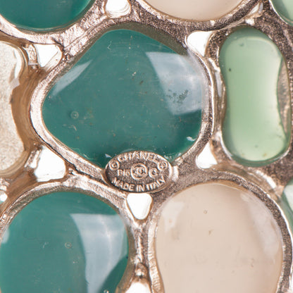 Chanel Gripoix Poured Glass CC Brooch White Green 5 of 5