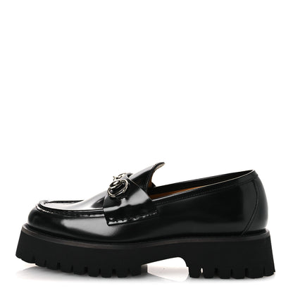 Gucci Cordovan Lux Womens Horsebit 45mm Platform Loafers 37.5 Black 1 of 12
