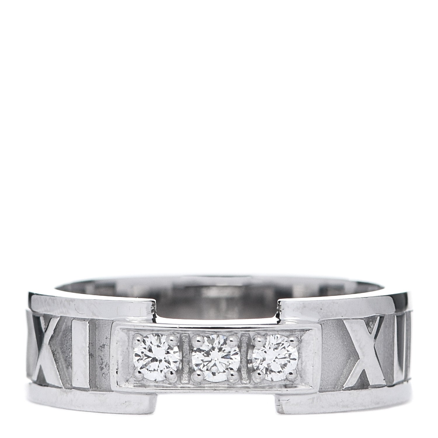 Tiffany 18K White Gold Diamond Atlas Ring 49 5 1 of 7