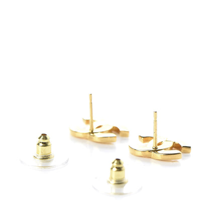 Chanel Metal CC Paris Button Stud Earrings Gold 3 of 5