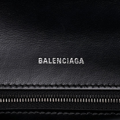 Balenciaga Shiny Calfskin Monochrome Crocodile Embossed Small Hourglass Top Handle Bag Black 6 of 8