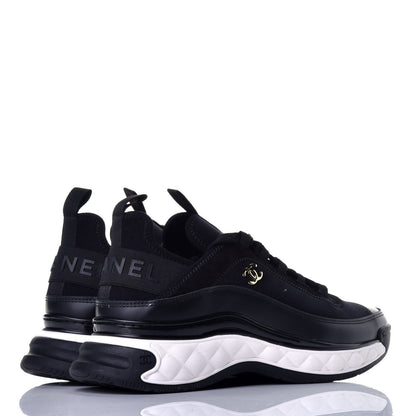 Chanel Velvet Calfskin Mixed Fibers CC Sneakers 40 Black 4 of 10