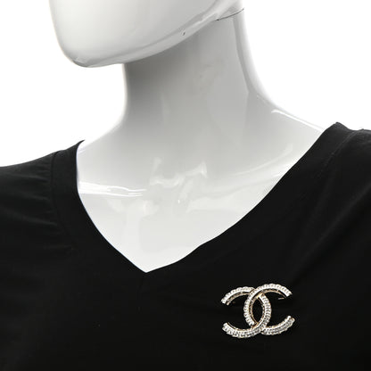 Chanel Metal Crystal Baguette CC Brooch Gold 2 of 5