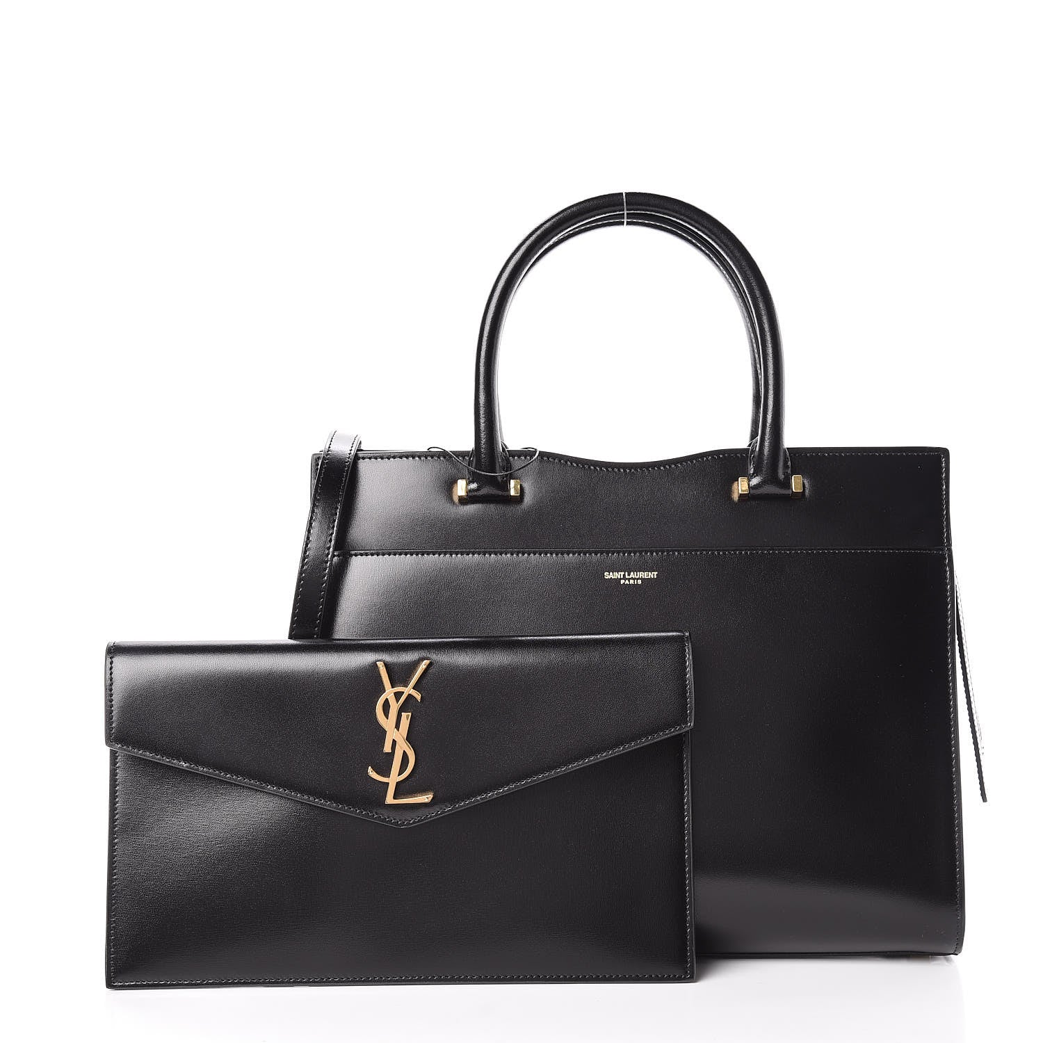 Saint Laurent Shiny Calfskin Medium Uptown Tote Black 3 of 13