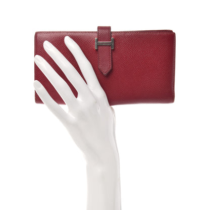 Hermes Epsom Bearn Gusset Wallet Rouge Grenat 2 of 6