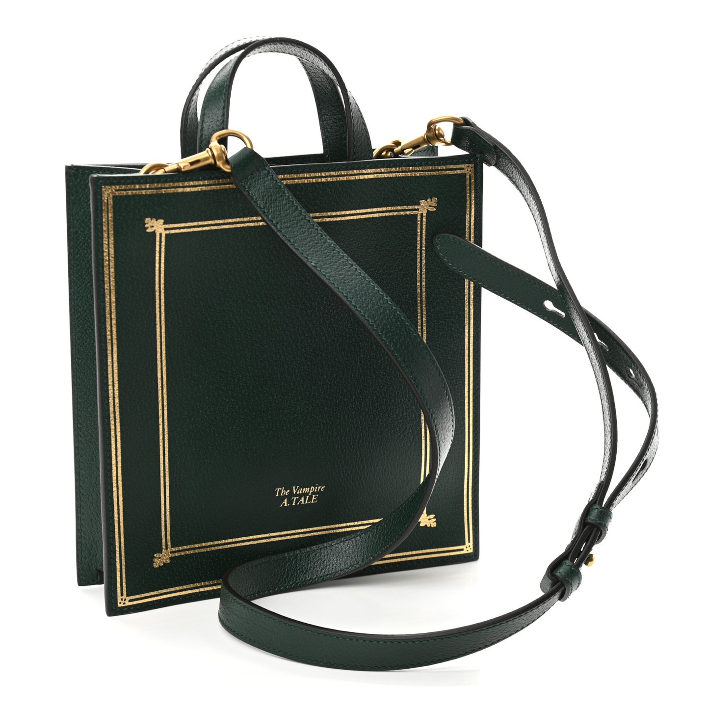 Calfskin Garden Bat Vertical Shopping Tote Green