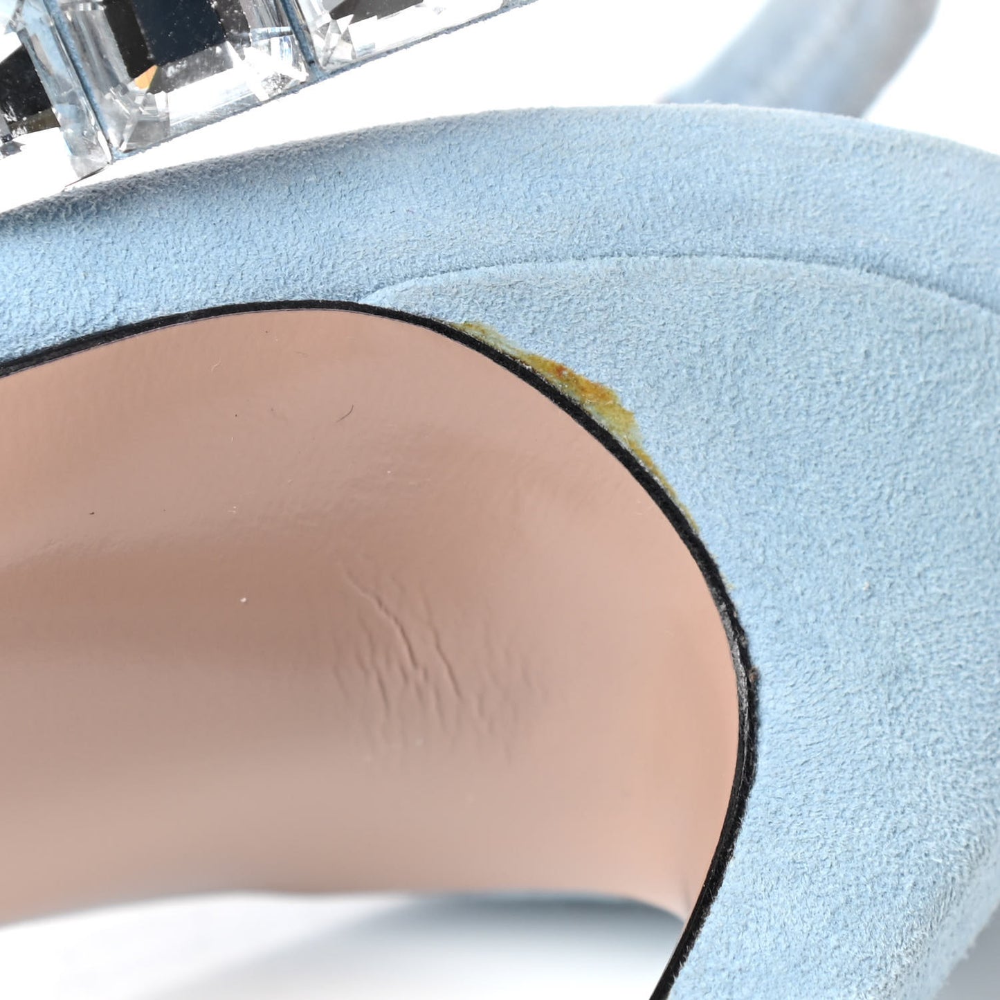 Crystal Kid Scamosciato Mallory Slingback Sandals 38.5 Transparent Mineral Blue