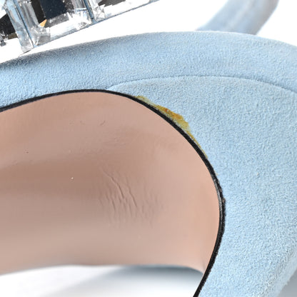 Gucci Crystal Kid Scamosciato Mallory Slingback Sandals 38.5 Transparent Mineral Blue 11 of 12
