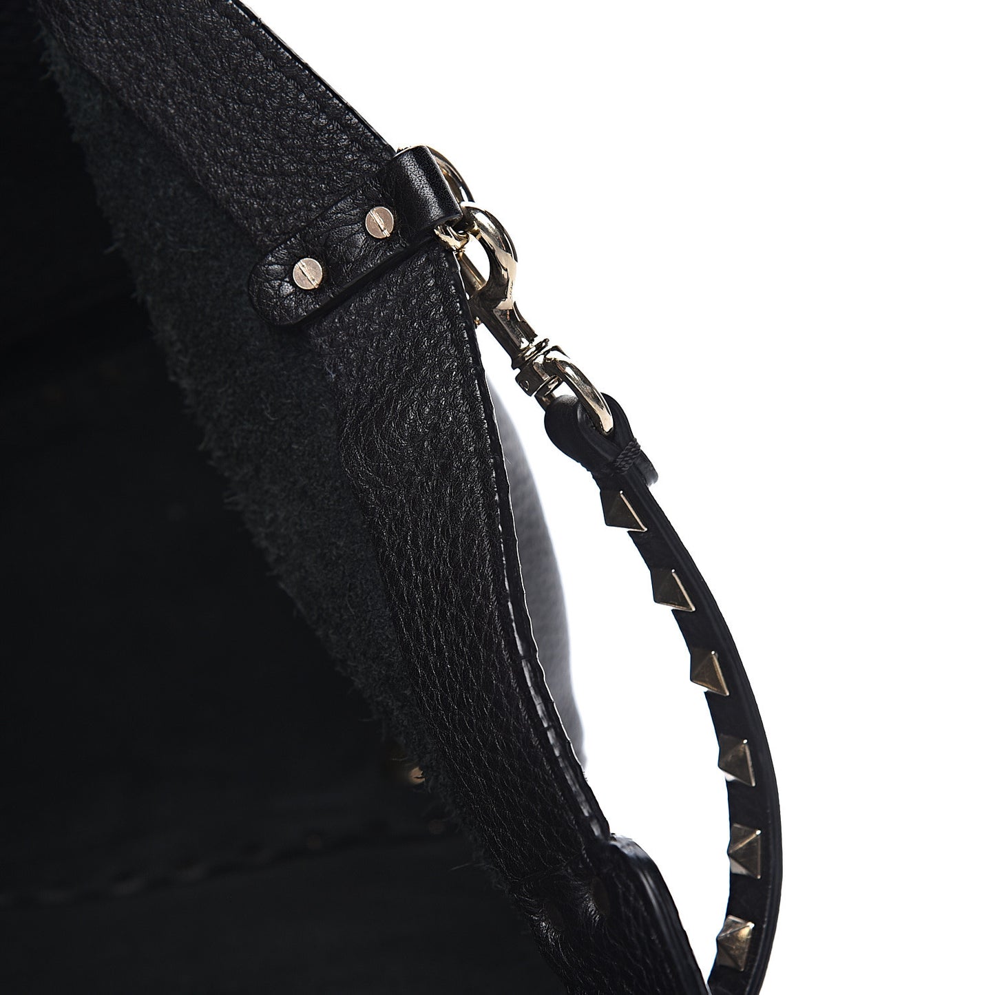 Pebbled Calfskin Medium Rockstud Tote Black