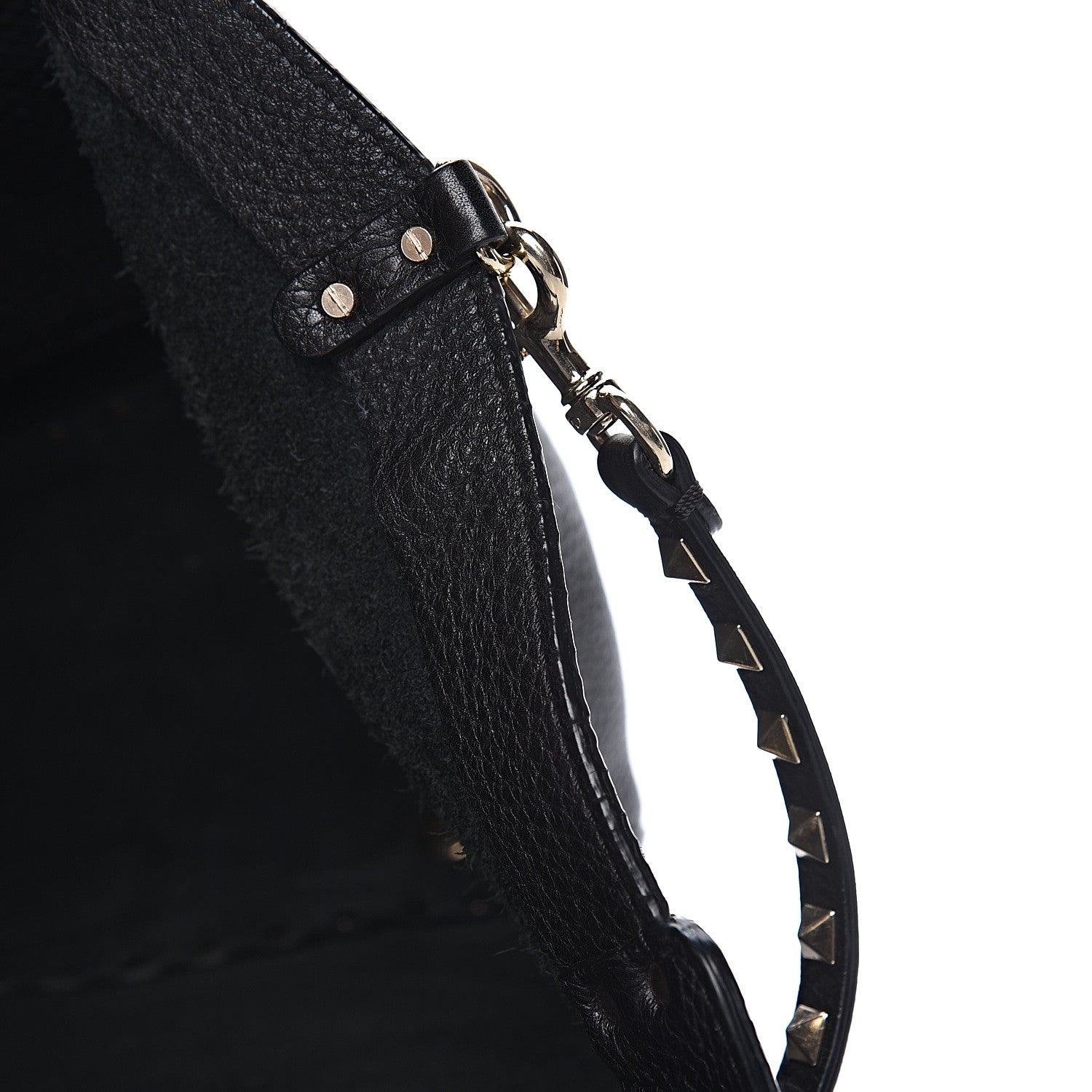 Valentino Garavani Pebbled Calfskin Medium Rockstud Tote Black 14 of 23