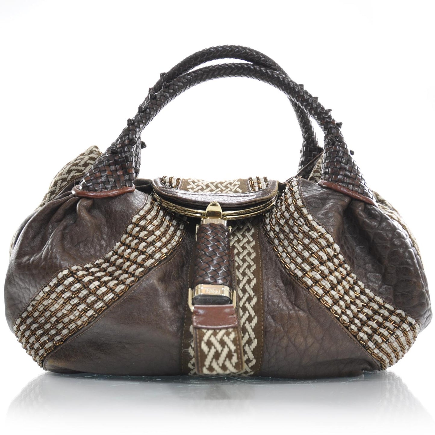 Nappa Embroidered Spy Cognac Avorio