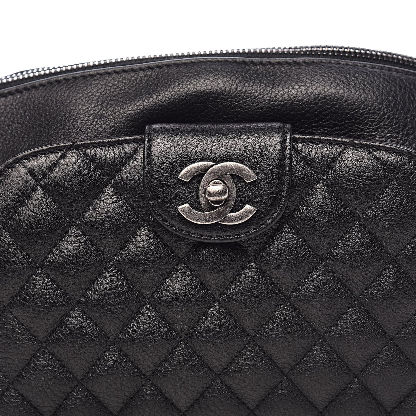 Grained Calfskin Quilted Casual Rock Waist Bag Fanny Pack Black