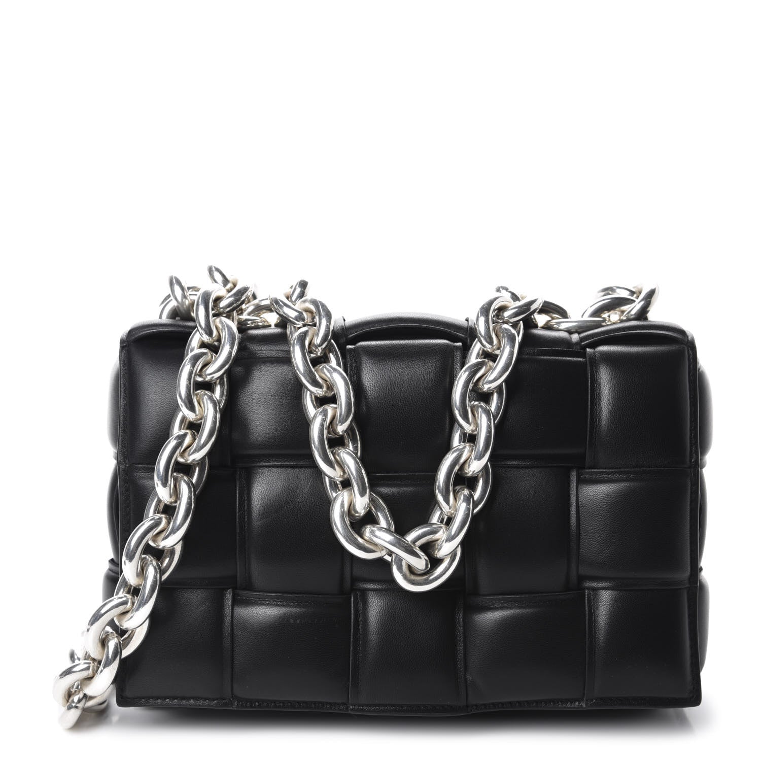 Bottega Veneta Lambskin Maxi Intreccio Padded Chain Cassette Crossbody Bag Black 1 of 9