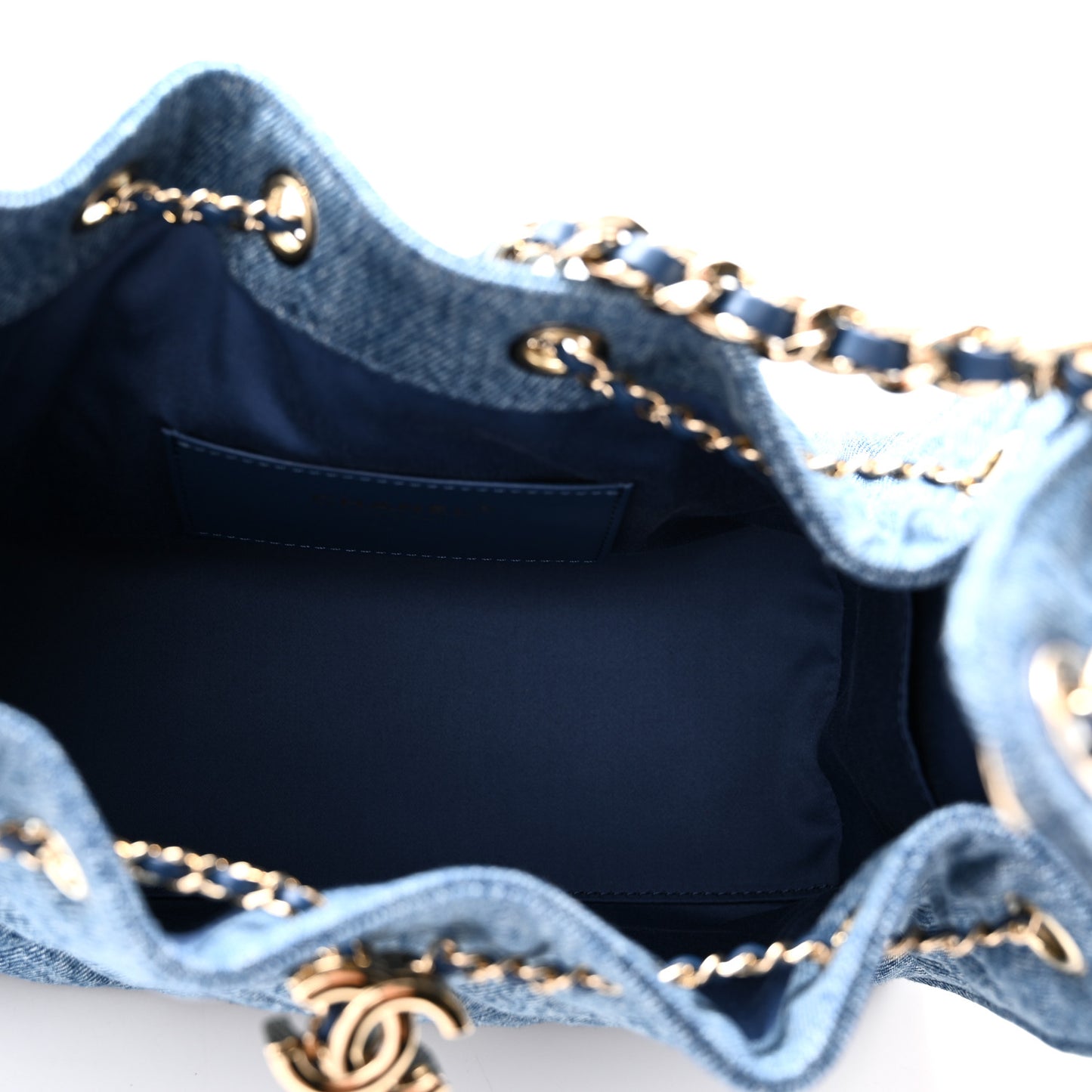 Denim Quilted Small Chanel 25 Handbag Blue