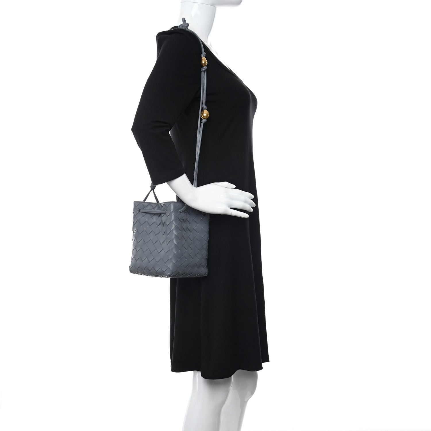 Bottega Veneta Nappa Intrecciato Small Drawstring Bucket Bag Thunder 2 of 9