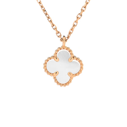 Van Cleef & Arpels 18K Yellow Gold Mother of Pearl Sweet Alhambra Pendant Necklace 3 of 6