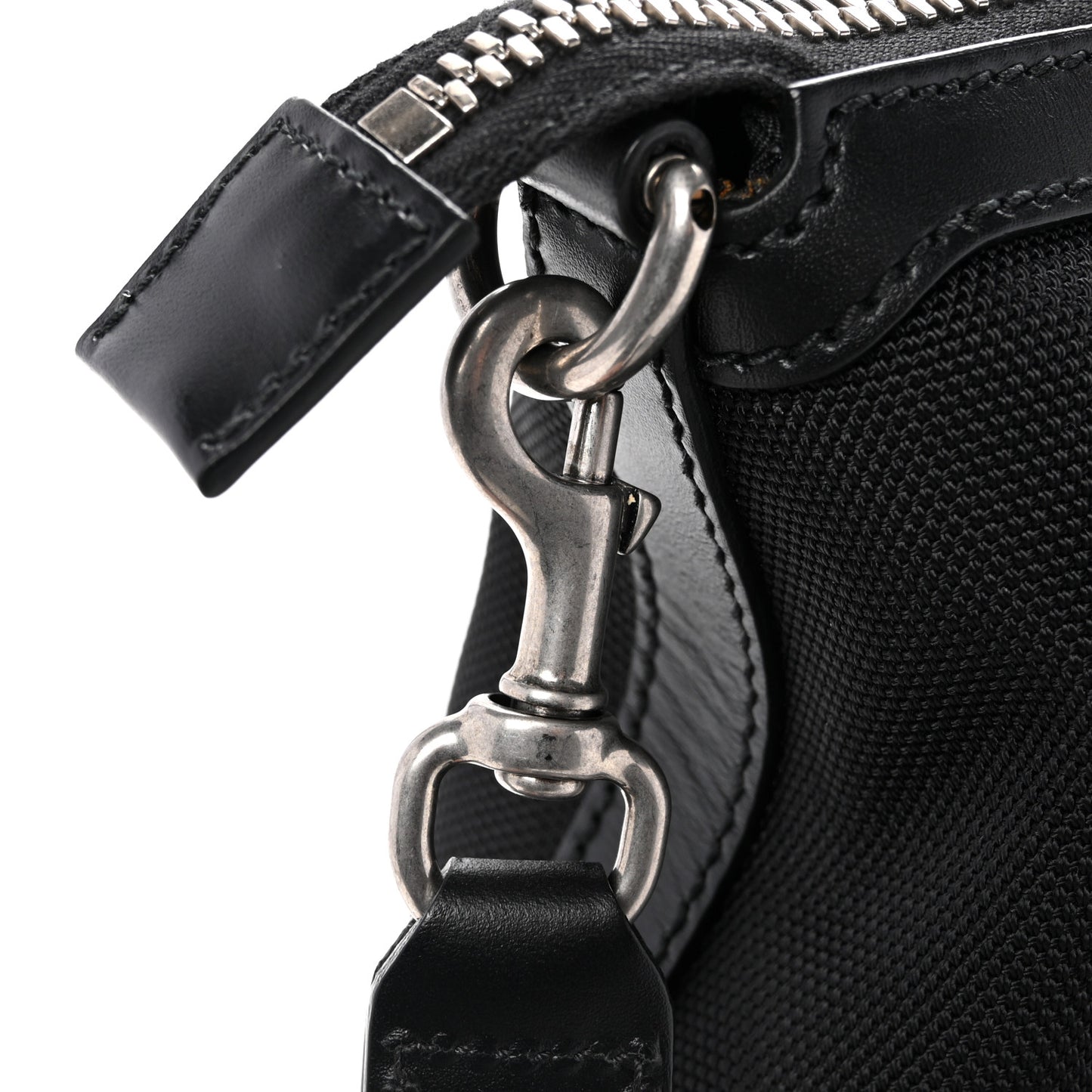 Techno Canvas Web Top Handle Shoulder Bag Black