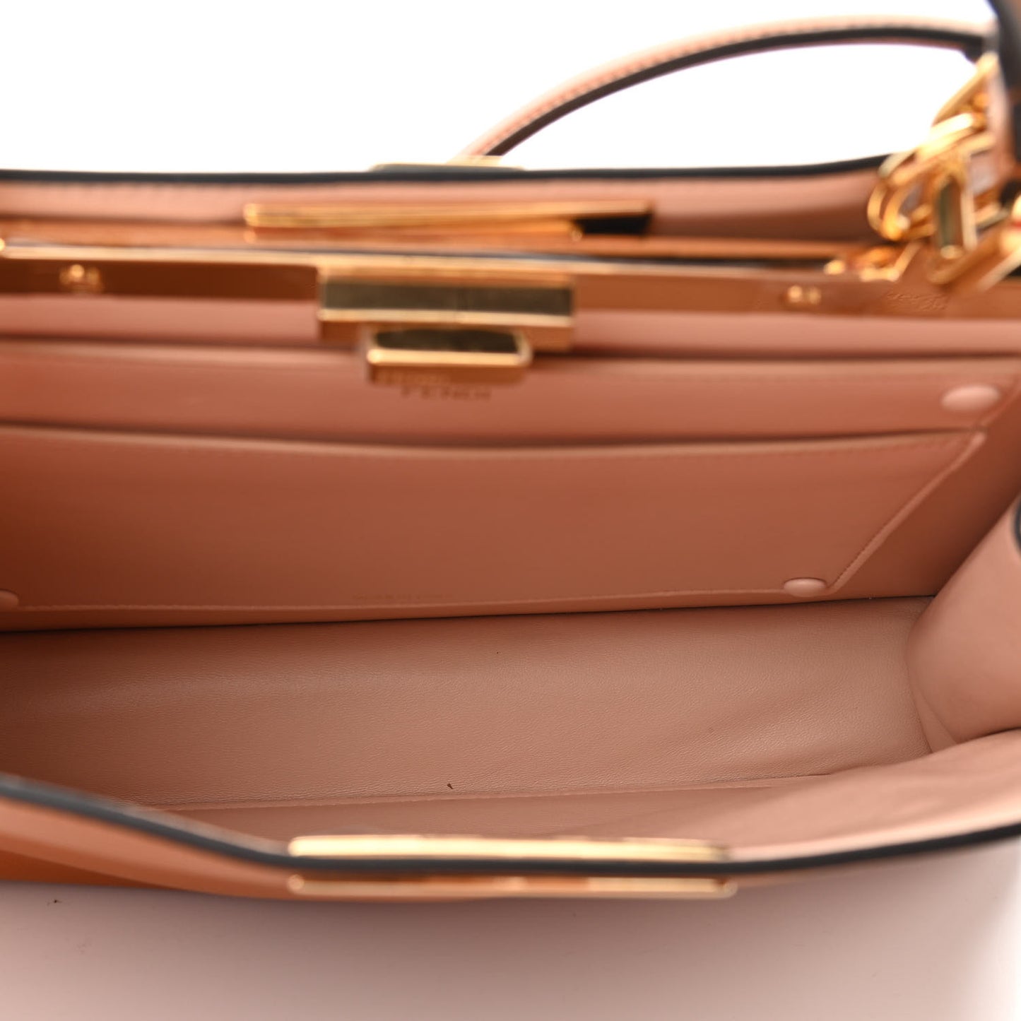Vitello Seta Shiny Nappa Medium Peekaboo I SEE U Satchel Brandy Light Rose