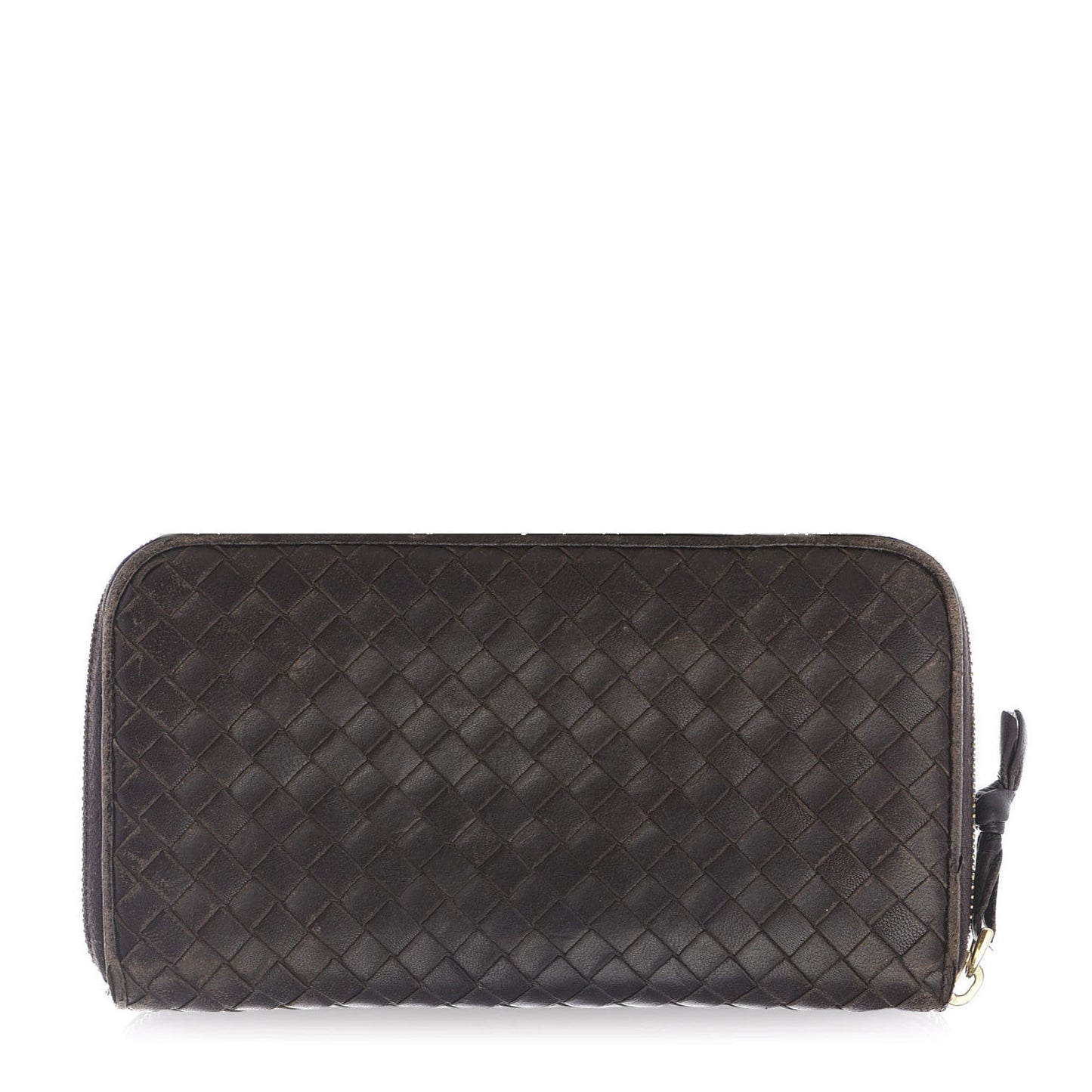Nappa Intrecciato Zip Around Wallet Ebano