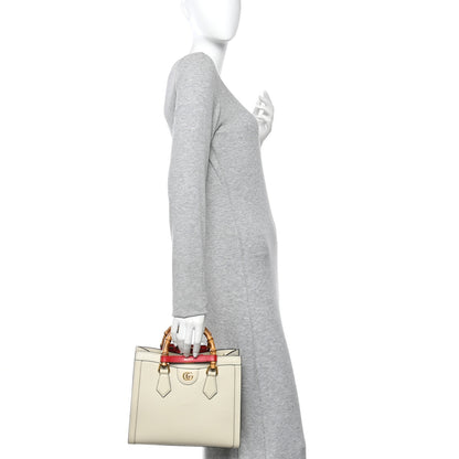 Gucci Textured Dollar Calfskin Web Small Diana Tote Bag Mystic White 2 of 10