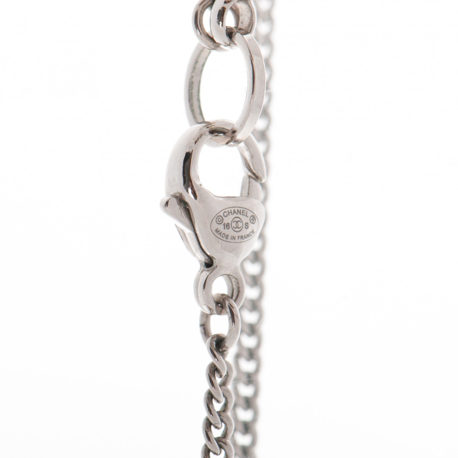 Chanel Resin Striped Pearl Airplane Necklace Black White Red 6 of 6