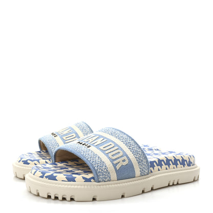 Christian Dior Micro PDP Cotton Houndstooth Embroidered Dway 10mm Slide Sandals 36 Cornflower 4 of 8