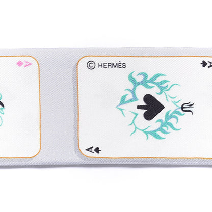 Hermes Silk Jeu de Cartes Twilly Gris Perle Rose Black 3 of 3