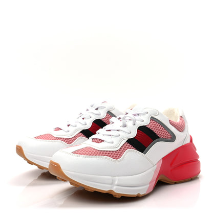 Gucci Lavaredo Eco Fabric Mesh Web Womens Rhyton Reflective Sneakers 37.5 Great White Water Rose Silver 3 of 8