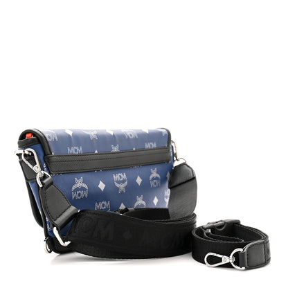 MCM Visetos Reflective Nylon Resnick Crossbody Bag Estate Blue 4 of 10