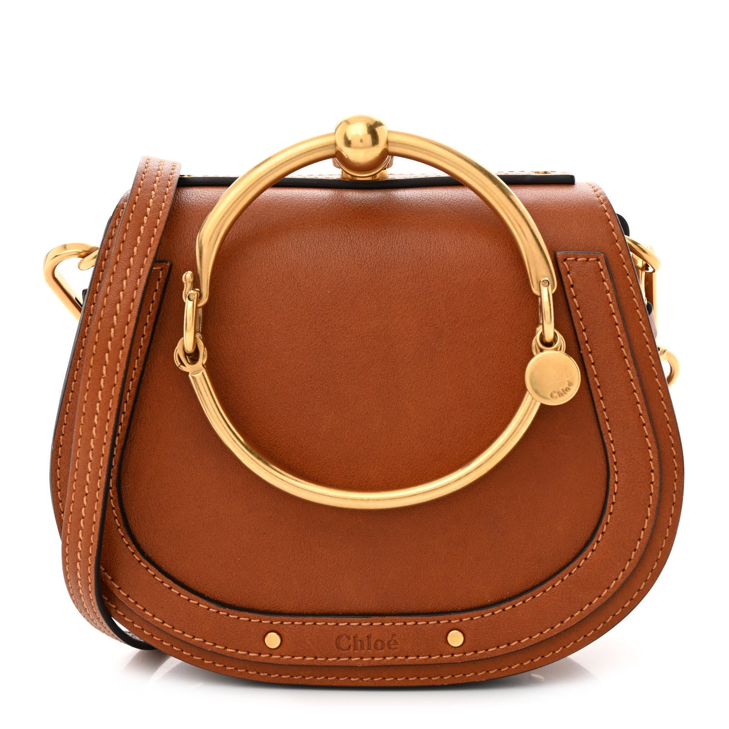 Chloe Calfskin Suede Small Nile Bracelet Bag Caramel 1 of 10