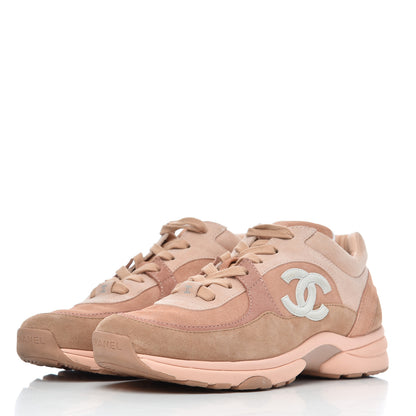 Chanel Nylon Lambskin Suede Calfskin CC Sneakers 39 Pink 3 of 21