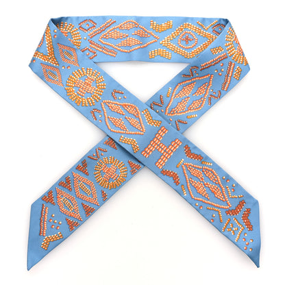 Hermes Silk Kelly En Perles Twilly Bleu Azur Orange 1 of 4